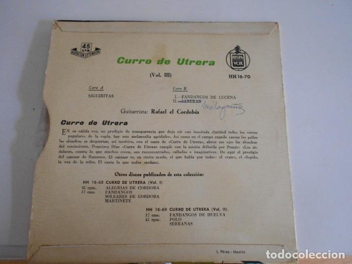 Discos de vinilo: CURRO DE UTRERA-EP-VOL.III-1959 - Foto 2