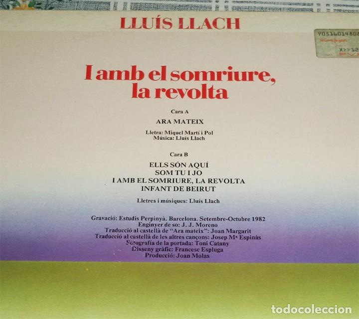 Discos de vinilo: LP LLUIS LLACH I AMB EL SOMRIURE, LA REVOLTA - Foto 2 - 122477271