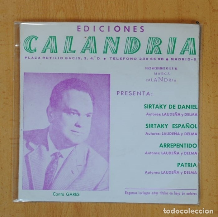 Discos de vinilo: EDICIONES CALANDRIA - SIRTAKY DE DANIEL + 3 - EP - Foto 1