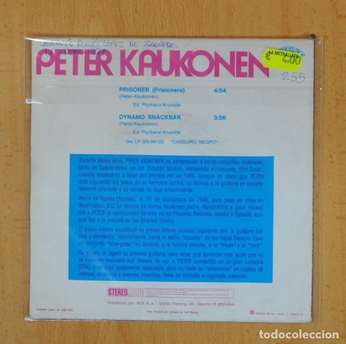 Discos de vinilo: PETER KAUKONEN - PRISONER / DYNAMO SNACKBAR - SINGLE - Foto 2