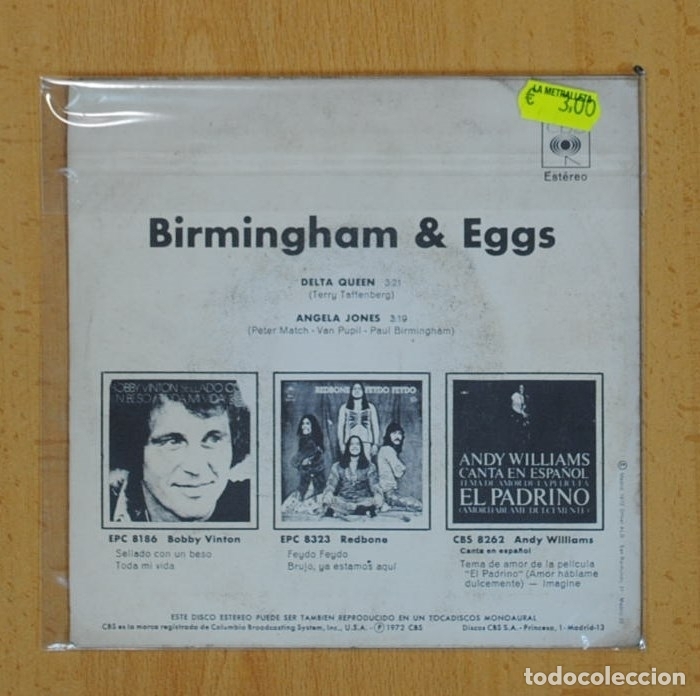 Discos de vinilo: DELTA QUEEN - BIRMINGHAM & EGGS - ANGELA JONES - SINGLE - Foto 2