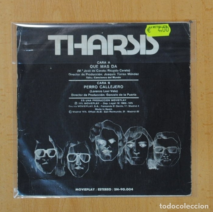 Discos de vinilo: THARSIS - QUE MAS DA / PERRO CALLEJERO - SINGLE - Foto 2