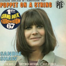 Discos de vinilo: SANDIE SHAW - EUROVISION 67 -, EP, PUPPET ON A STRING + 3, AÑO 1967, PYE PNV 24.185 MADE IN FRANCE