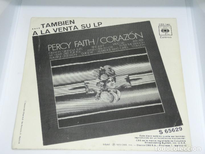 Discos de vinilo: SINGLE - PERCY FAITH - CORAZON - 1973 - Foto 2