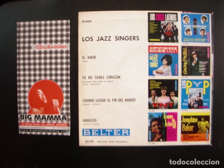 Discos de vinilo: LOS JAZZ SINGERS- EL AMOR. EP. - Foto 2