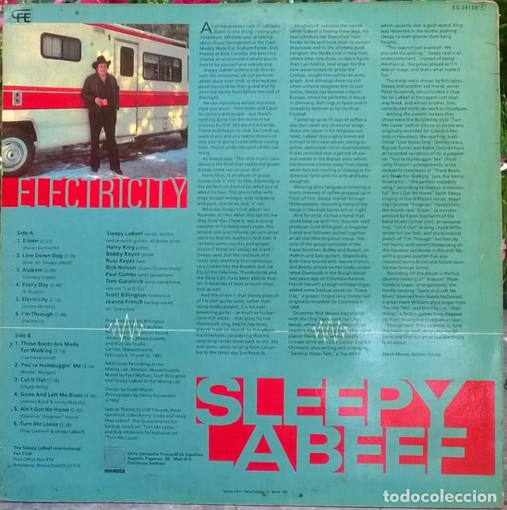 Discos de vinilo: Sleepy La Beef. Electricity. CFE-Rounder, Spain 1983 LP - Foto 2