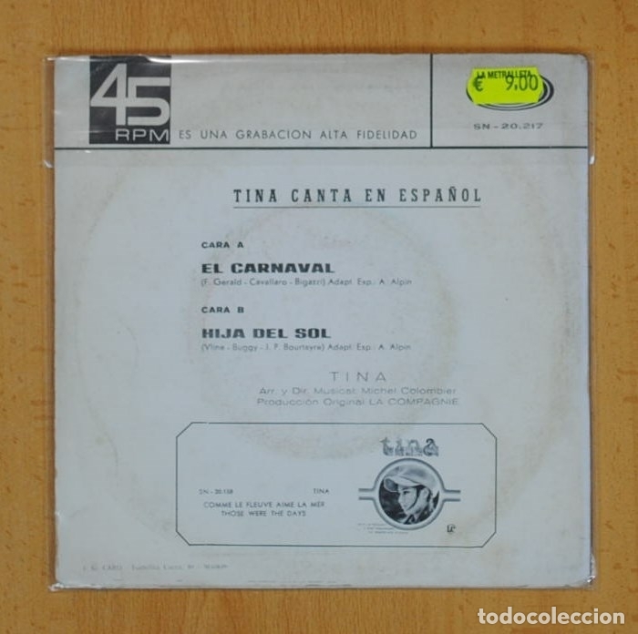 Discos de vinilo: TINA - EL CARNAVAL / LA HIJA DEL SOL - SINGLE - Foto 2