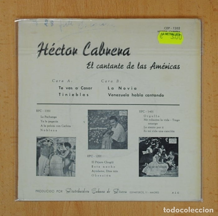 Discos de vinilo: HECTOR CABRERA - LA NOVIA / TE VAS A CASAR - SINGLE - Foto 2