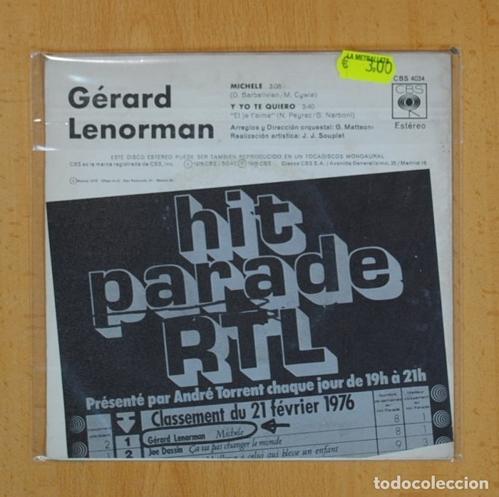 Discos de vinilo: GERARD LENORMAN - MICHELE / Y YO TE QUIERO - SINGLE - Foto 2