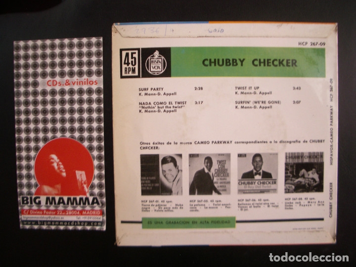 Discos de vinilo: CHUBBY CHEKER- SURF PARTY CON. EP. - Foto 2