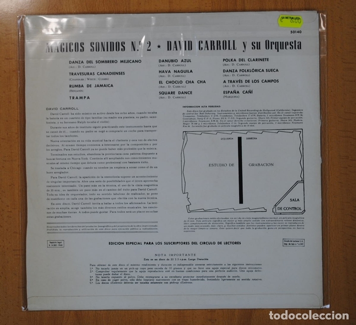 Discos de vinilo: DAVID CARROLL Y SU ORQUESTA - MAGICOS SONIDOS N&ordm; 2 - LP - Foto 2