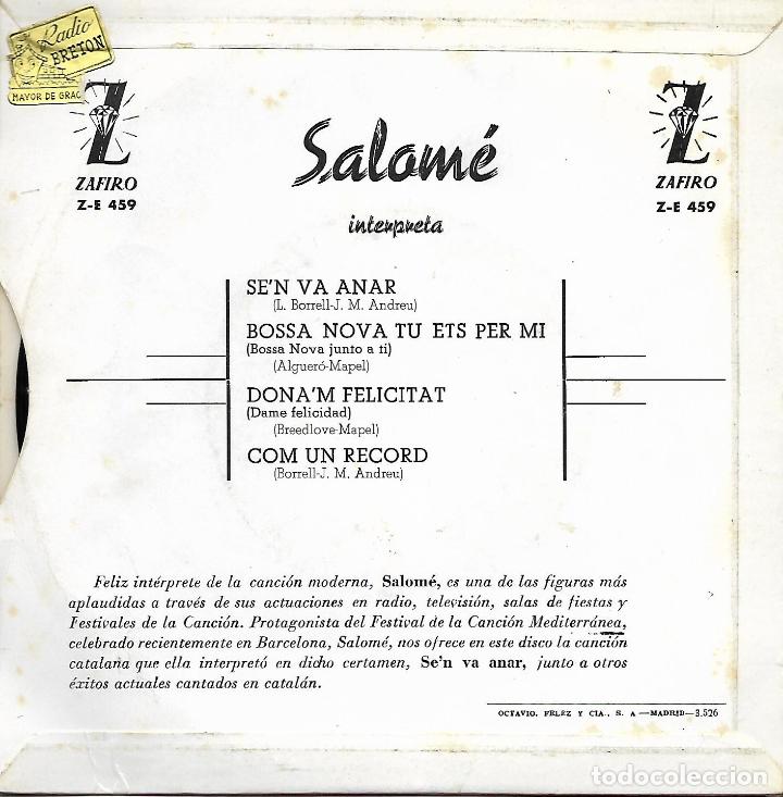 Discos de vinilo: SALOME -  SEN VA ANAR (1963) - Foto 2