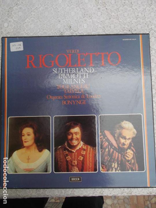Discos de vinilo: RIGOLETTO PAVAROTTI DECCA CAJA CAJA 3LPS CON LIBRETO - Foto 1