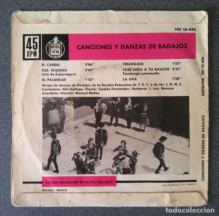 Discos de vinilo: Single Canciones y Danzas de Badajoz - Foto 2