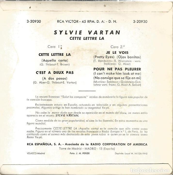 Discos de vinilo: EP SYLVIE VARTAN : CETTE LETTRE-LA - Foto 2