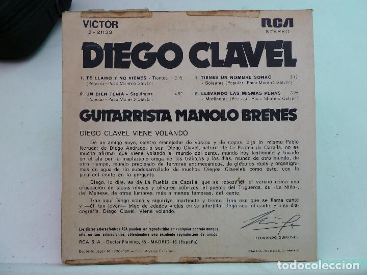 Discos de vinilo: DIEGO CLAVEL - TE LLAMO Y NO VIENES - Foto 2