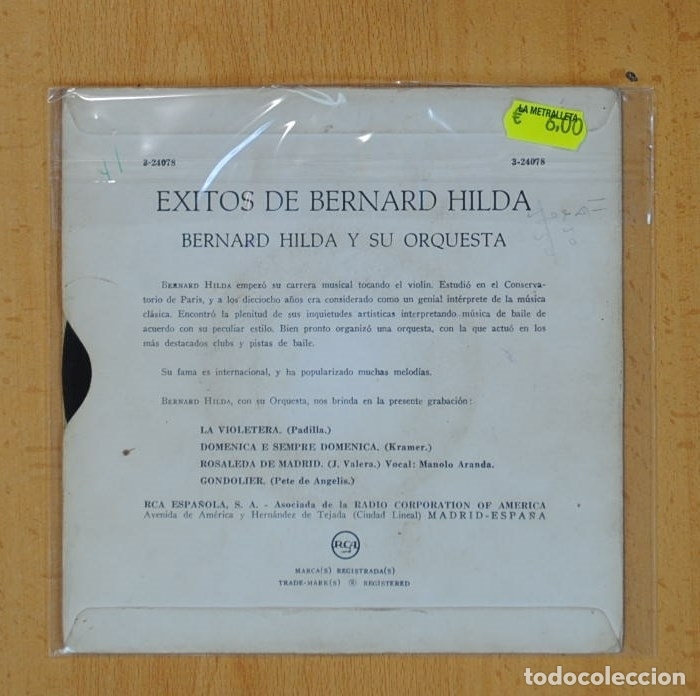 Discos de vinilo: BERNARD HILDA Y SU ORQUESTA - LA VIOLETERA + 3 - EP - Foto 2
