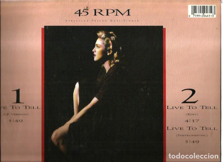 Discos de vinilo: MAXI SINGLE MADONNA : LIVE TO TELL - Foto 2