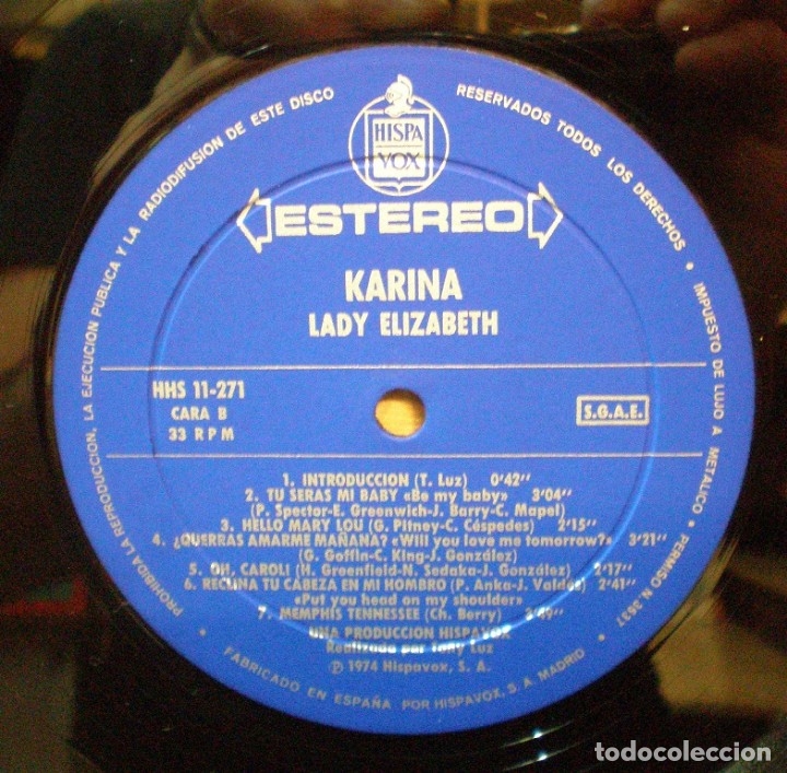 Discos de vinilo: Karina - Lady Elizabeth - Foto 3
