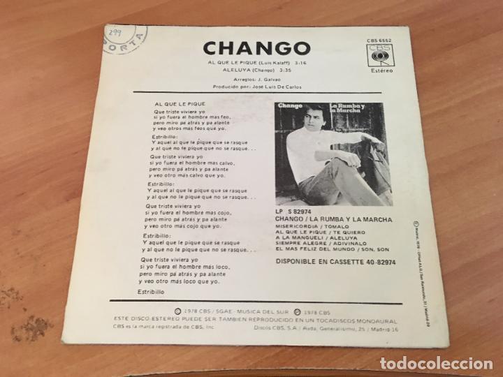 Discos de vinilo: CHANGO (AL QUE LE PIQUE) SINGLE ESPA&Ntilde;A 1978  (EPI13) - Foto 2