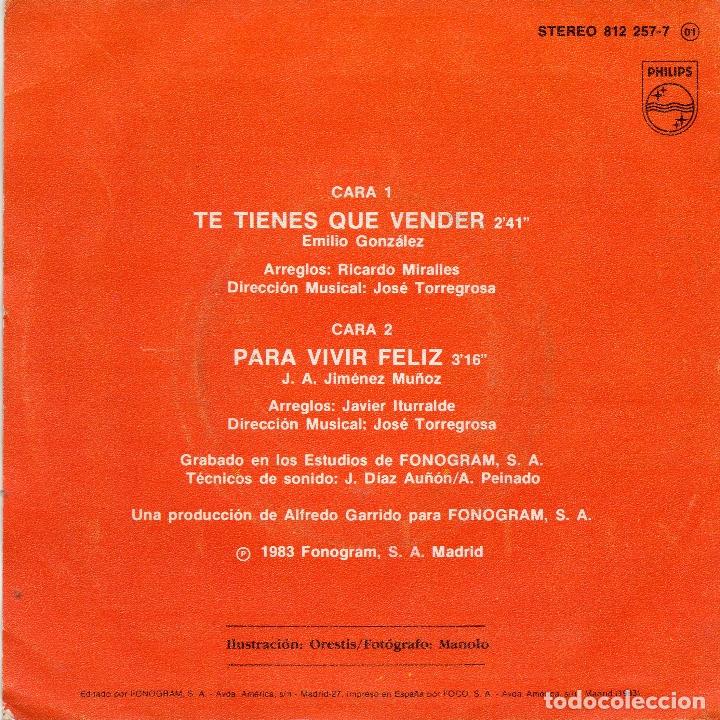 Discos de vinilo: LOS CHICHOS - TE TIENES QUE VENDER - SINGLE - MBE - Foto 2