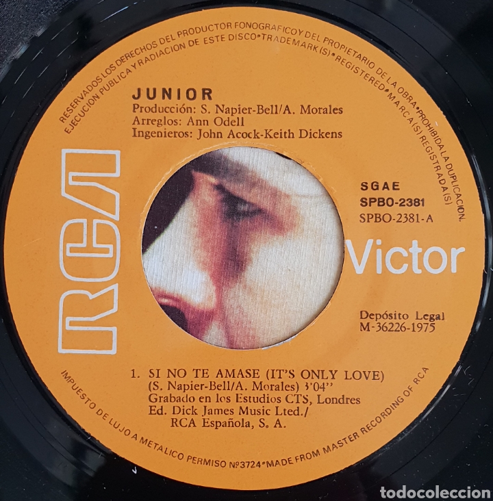 Discos de vinilo: Single Junior Si no te amase - Foto 2