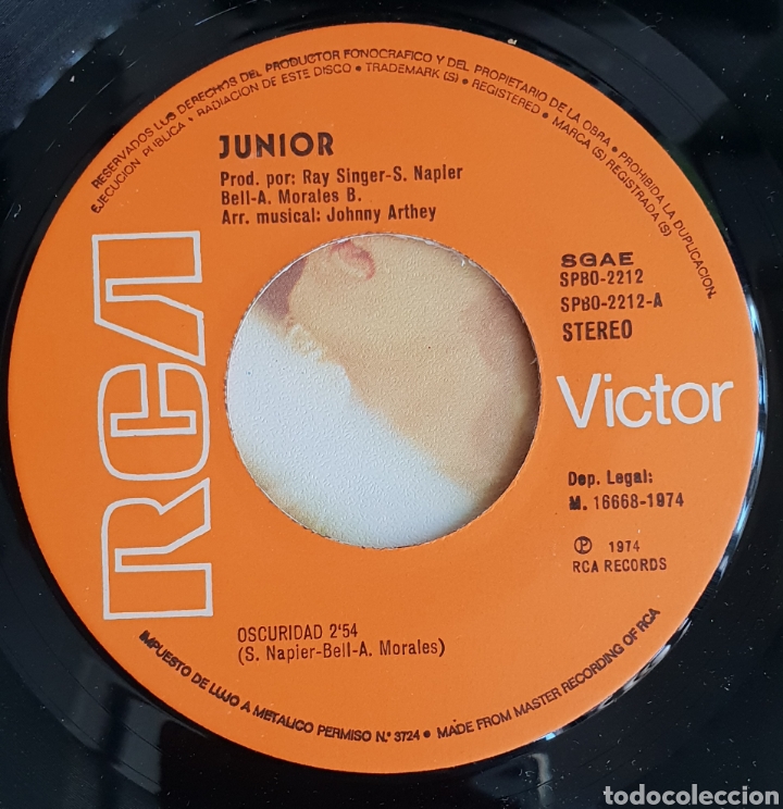 Discos de vinilo: Single Junior Oscuridad - Foto 2