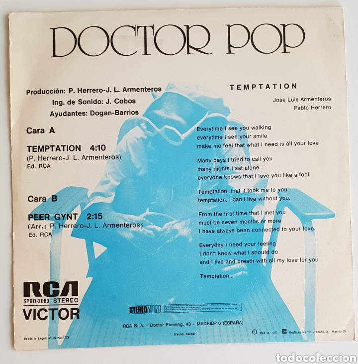 Discos de vinilo: Single Doctor Pop Temthations - Foto 2