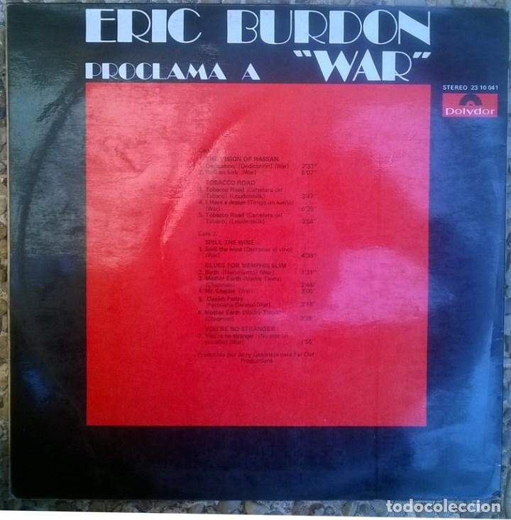 Discos de vinilo: Eric Burdon. Proclama a War. Polydor, Spain 1970 LP - Foto 2