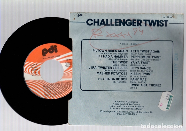 Discos de vinilo: SINGLE CHALLENGER TWIST. PDA, 1983 - Foto 2