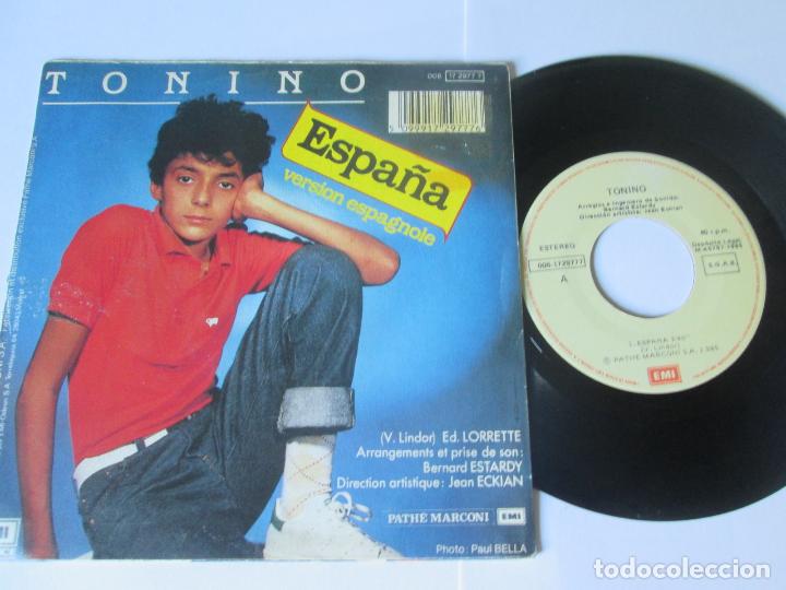 Discos de vinilo: TONINO - ESPA&Ntilde;A + VERSION ESPAGNOLE -SINGLE- EMI 1985 SPAIN COMO NUEVO - Foto 2