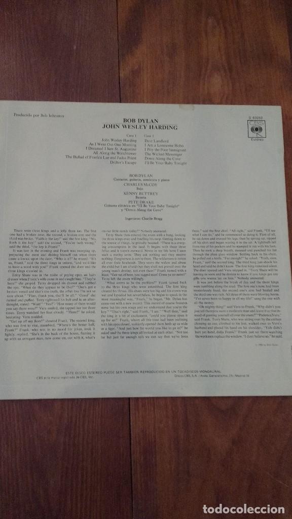 Discos de vinilo: DISCO DE BOB DYLAN, JOHN WESLEY HARDING, EDITADO EN ESPA&Ntilde;A - Foto 2