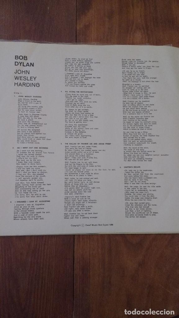 Discos de vinilo: DISCO DE BOB DYLAN, JOHN WESLEY HARDING, EDITADO EN ESPA&Ntilde;A - Foto 4