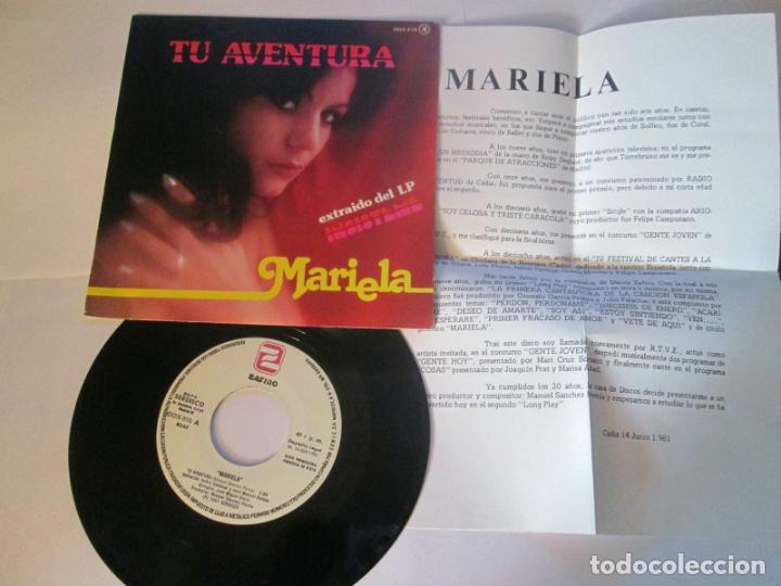 Dischi in vinile: MARIELA - TU AVENTURA + TANTA TRISTEZA DEL LP INSISTEME -SINGLE- ZAFIRO 1981 PROMO CARTA COMO NUEVO