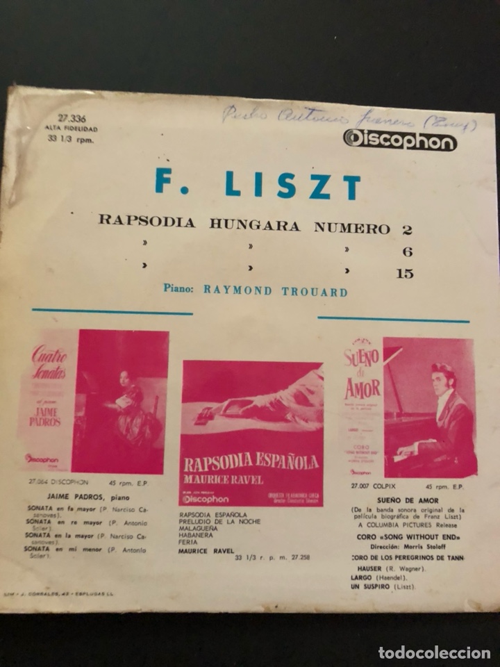 Discos de vinilo: Rapsodia 2 6 y 15 listz.discophon - Foto 2