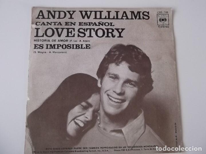 Discos de vinilo: ANDY WILLIAMS - Love story (en espa&ntilde;ol) - Foto 2