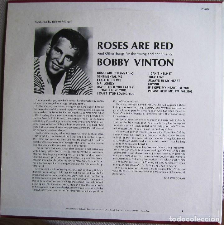 Discos de vinilo: BOBBY VINTON. ROSES ARE RED - Foto 2