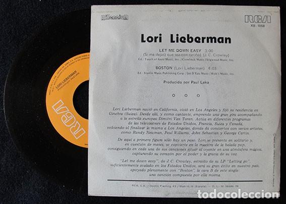 Discos de vinilo: LORI LIEBERMAN - LET ME DOWN EASY - SINGLE RCA, 1978 - - Foto 2