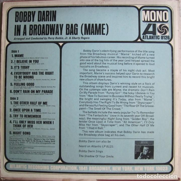 Discos de vinilo: BOBBY DARIN: IN A BROADWAY BAG. CL&Aacute;SICO INT&Eacute;RPRETE POP U.S.A. - Foto 2