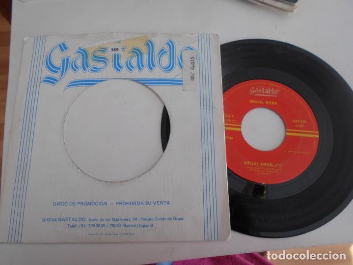 Discos de vinilo: MIGUEL RIERA-SINGLE VUELVE AMOR - Foto 1