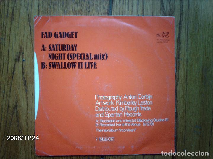 Discos de vinilo: fad gadget  -  saturday night (special version) + swallow it live - Foto 2