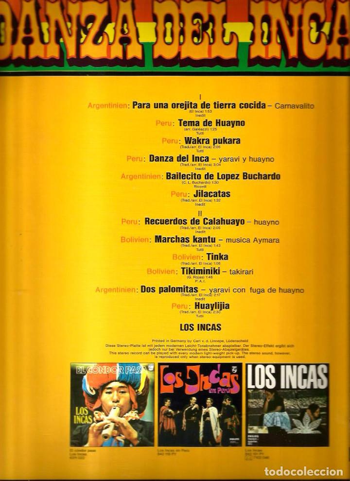 Discos de vinilo: LP LOS INCAS : DANZA DEL INCA - Foto 2