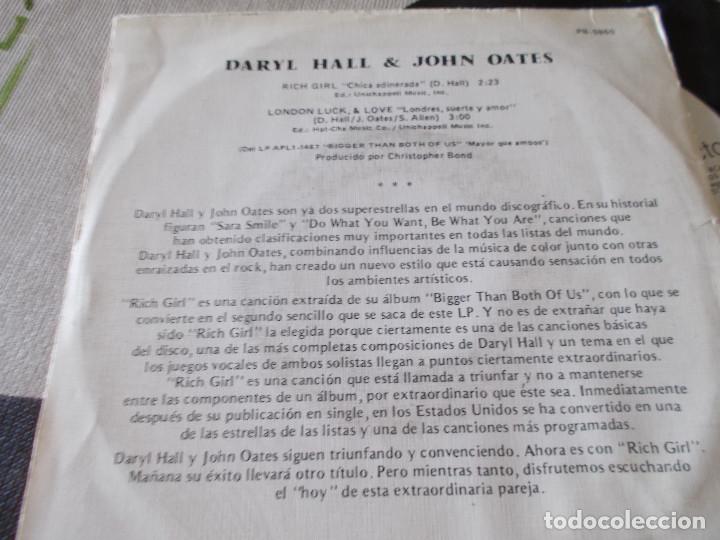 Discos de vinilo: DARYL HALL & JOHN OATES. RICH GIRL. - Foto 2