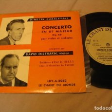 Discos de vinilo: DAVID OISTRAKH SINGLE 33 RPM KABALEVSKI OP. 48 LE CHANT DU MONDE FRANCIA 1953