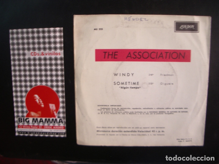 Discos de vinilo: THE ASSOCIATION- WINDY - Foto 2