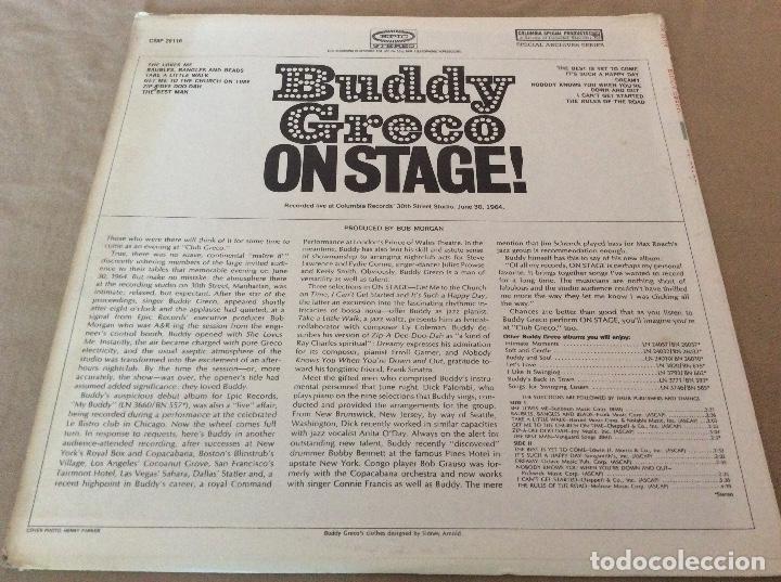 Discos de vinilo: Buddy greco. On stage. Epic stereo. - Foto 2