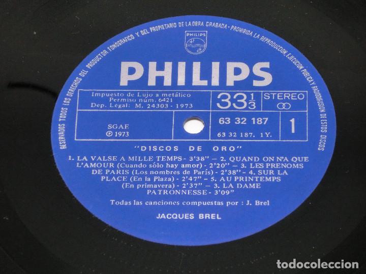 Discos de vinilo: JACQUES BREL - DISCO DE ORO - LP - 1973 - Foto 6