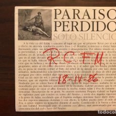 Discos de vinilo: PARAISO PERDIDO – SOLO SILENCIO SELLO: HISPAVOX – 445 269, HISPAVOX. Lote 133395446