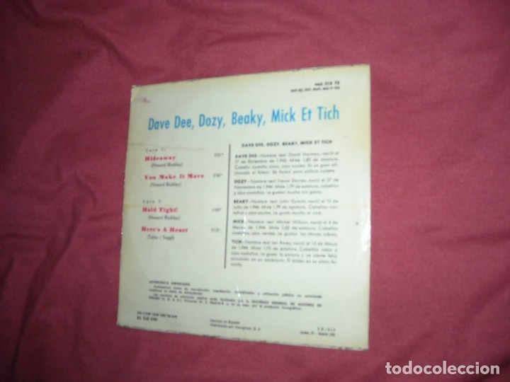 Discos de vinilo: DAVE DEE, DOZY, BEAKY, MICK & TICH EP   HIDEAWAY 1966  ESP - Foto 2
