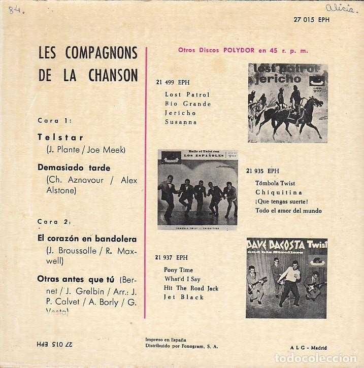 Discos de vinilo: EP LES COMPAGNONS DE LA CHANSON TELSTAR EDITADO EN ESPA&Ntilde;A - Foto 2